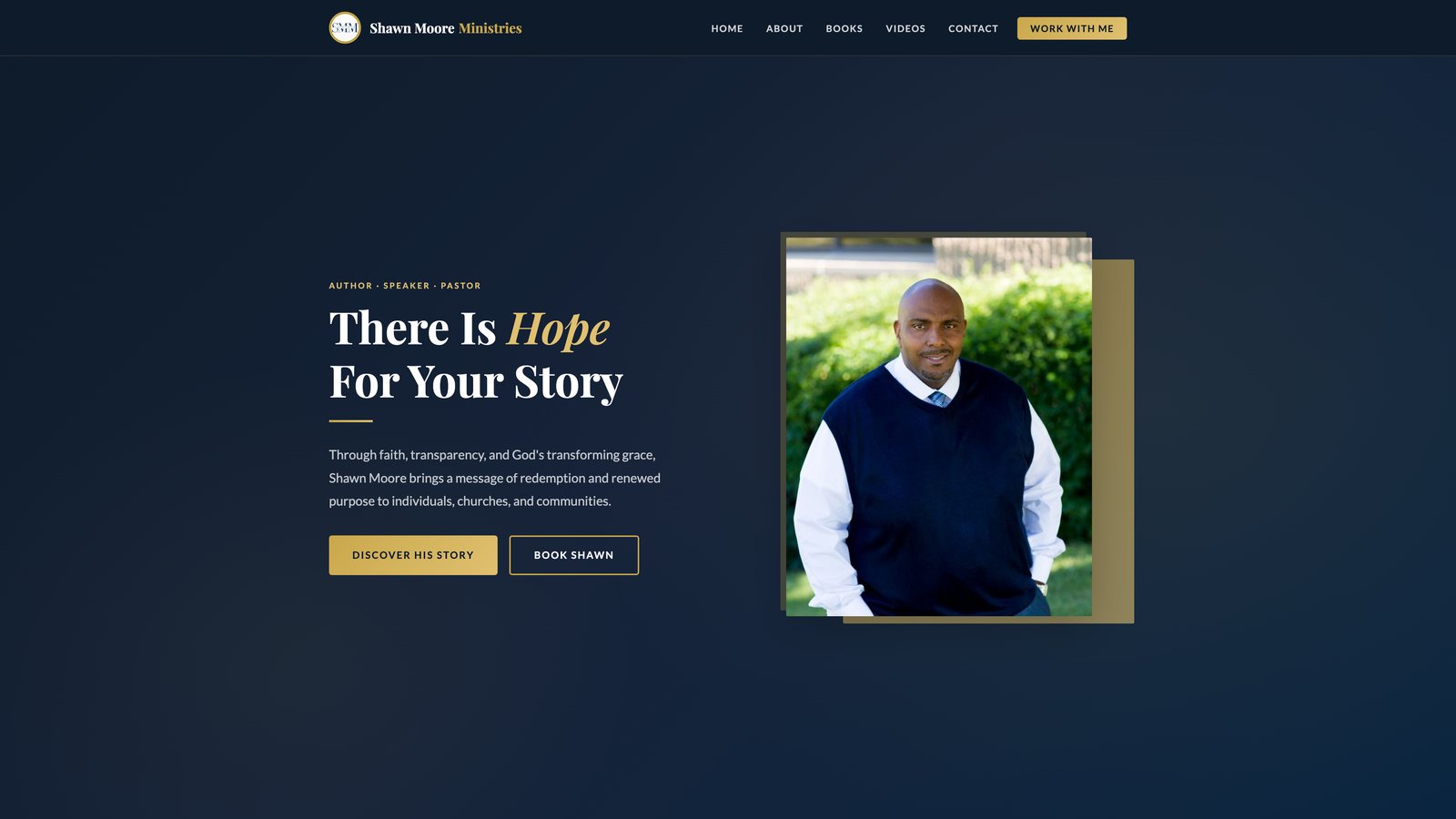 Shawn Moore Ministries website homepage — a professional site designed and built by Metro Tech Assist